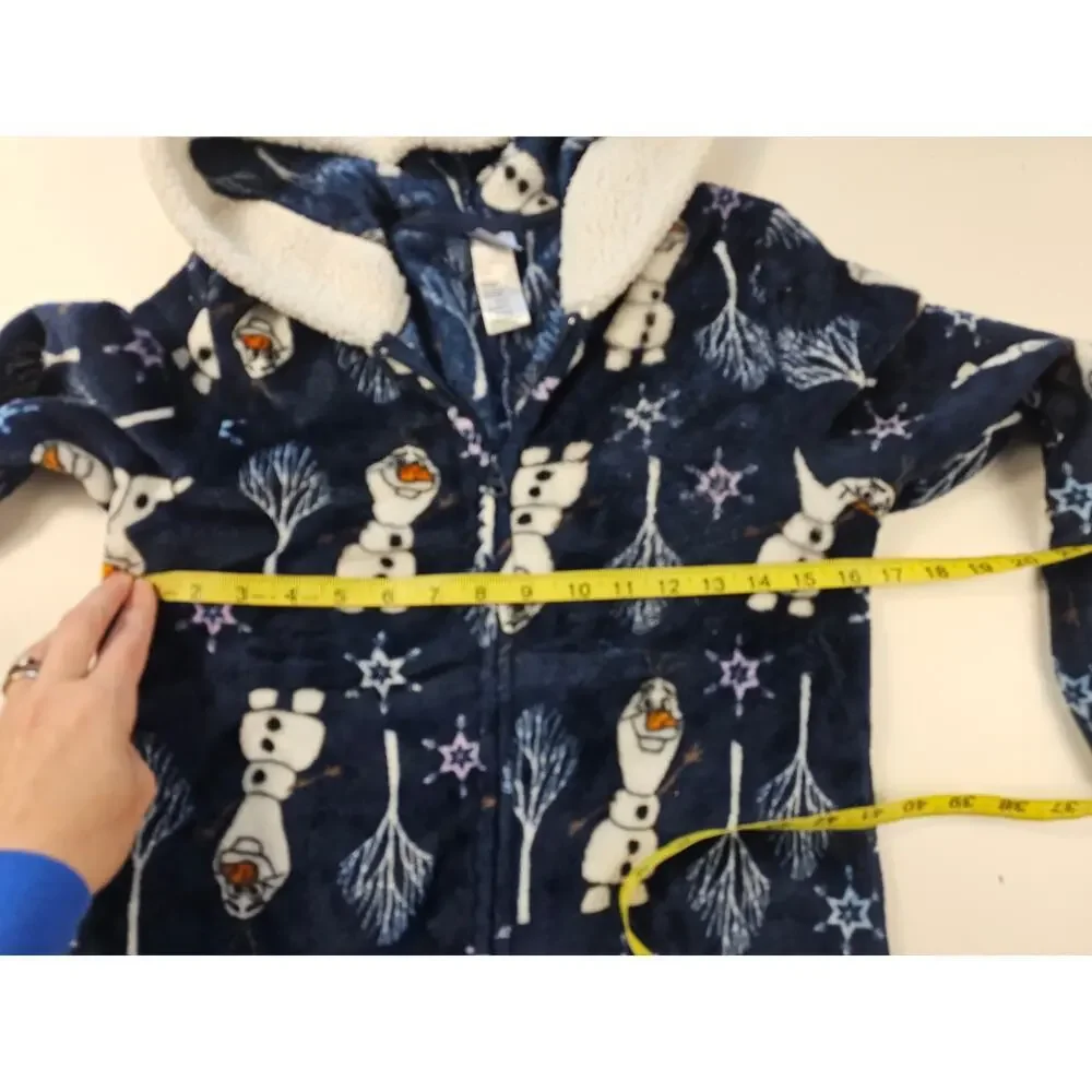 Frozen size small S unisex one piece zip up hooded pajama lounge Christmas ^ - Picture 6 of 7